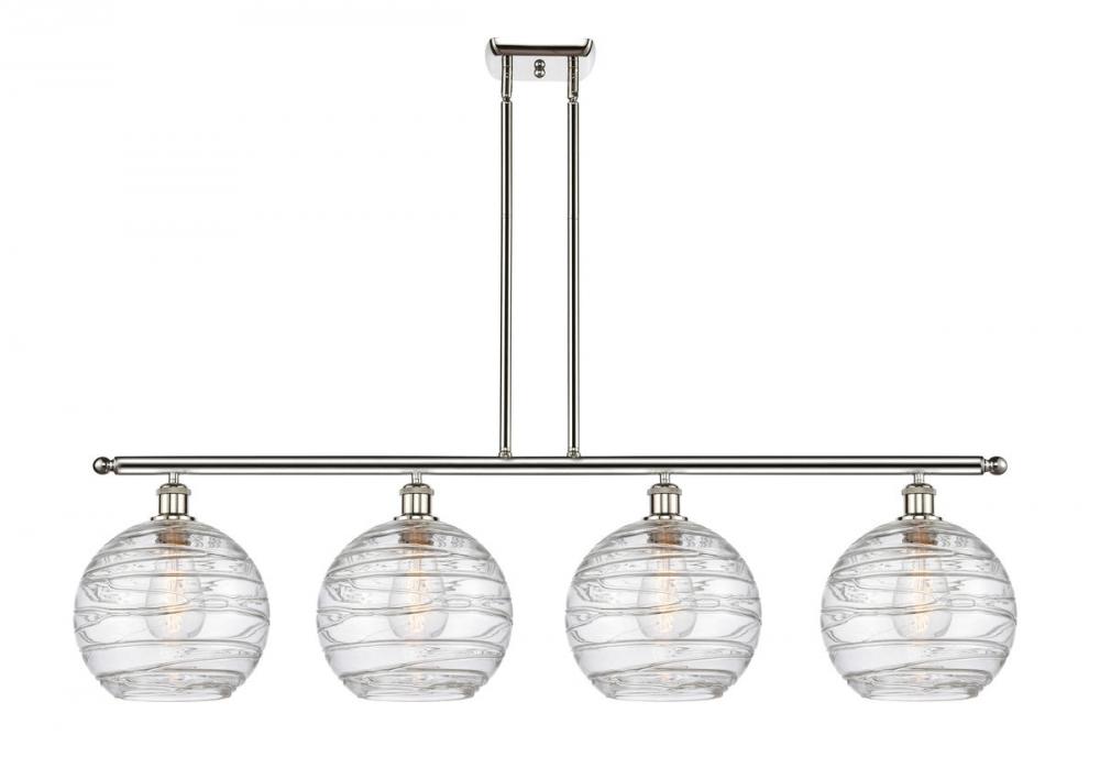 Athens Deco Swirl - 4 Light - 48 inch - Polished Nickel - Stem hung - Island Light