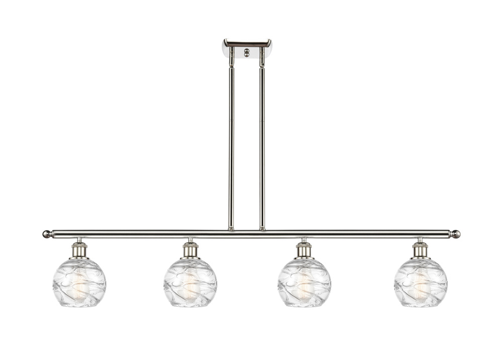 Athens Deco Swirl - 4 Light - 48 inch - Polished Nickel - Stem Hung - Island Light