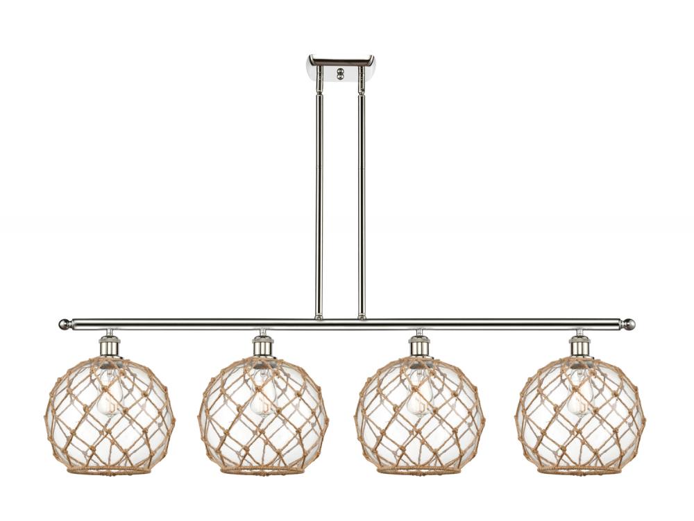 Farmhouse Rope - 4 Light - 48 inch - Polished Nickel - Stem hung - Island Light