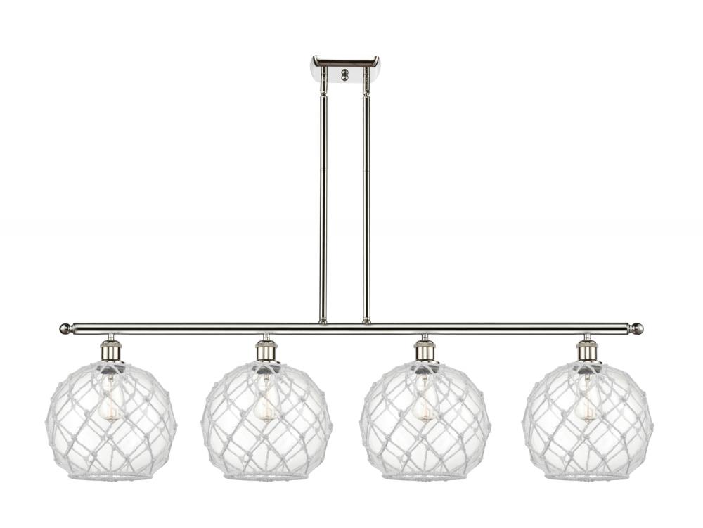 Farmhouse Rope - 4 Light - 48 inch - Polished Nickel - Stem hung - Island Light
