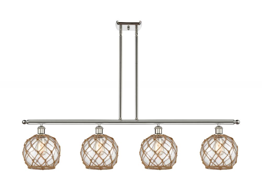 Farmhouse Rope - 4 Light - 48 inch - Polished Nickel - Stem hung - Island Light