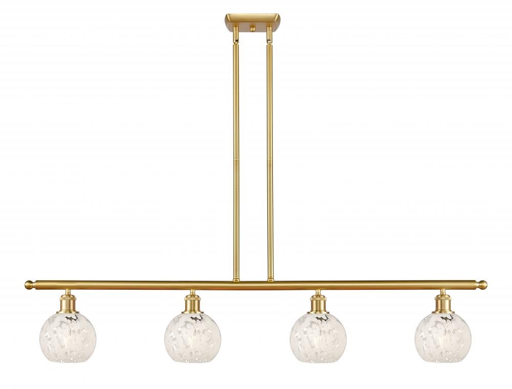 White Mouchette - 4 Light - 48 inch - Satin Gold - Stem Hung - Island Light