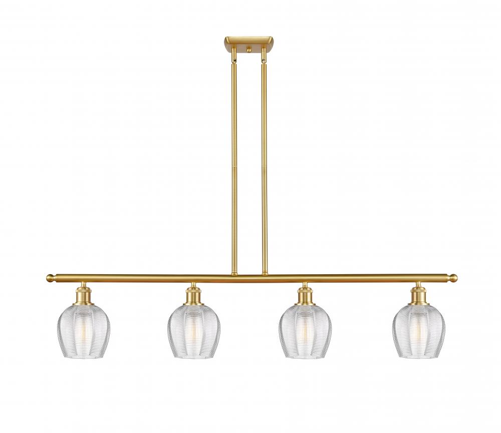 Norfolk - 4 Light - 48 inch - Satin Gold - Stem hung - Island Light