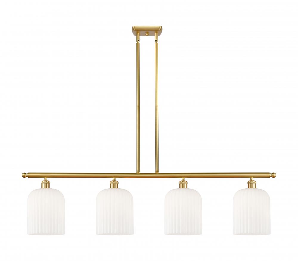 Bridal Veil - 4 Light - 48 inch - Satin Gold - Stem hung - Island Light