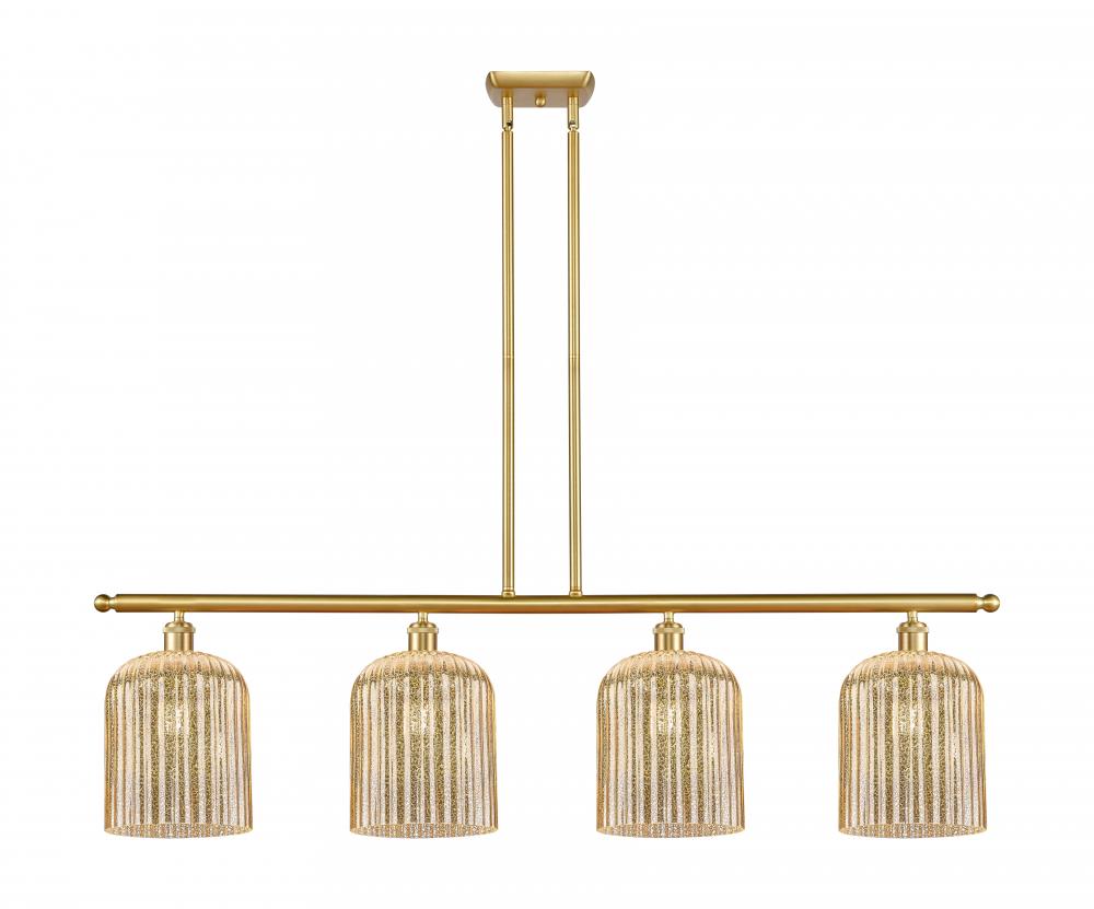 Bridal Veil - 4 Light - 48 inch - Satin Gold - Stem hung - Island Light