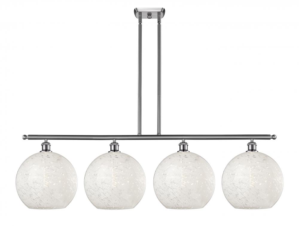 White Mouchette - 4 Light - 50 inch - Brushed Satin Nickel - Stem Hung - Island Light