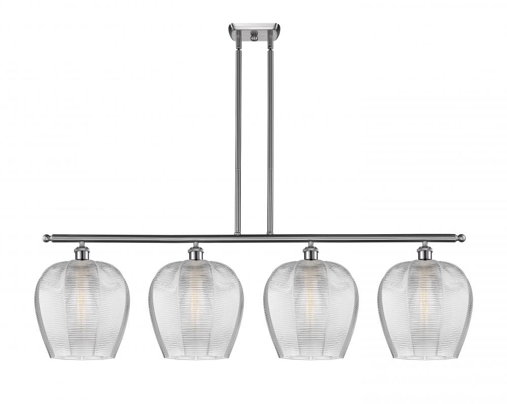 Norfolk - 4 Light - 50 inch - Brushed Satin Nickel - Stem hung - Island Light