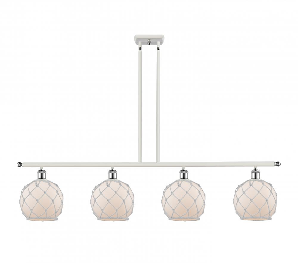 Farmhouse Rope - 4 Light - 48 inch - White Polished Chrome - Stem hung - Island Light