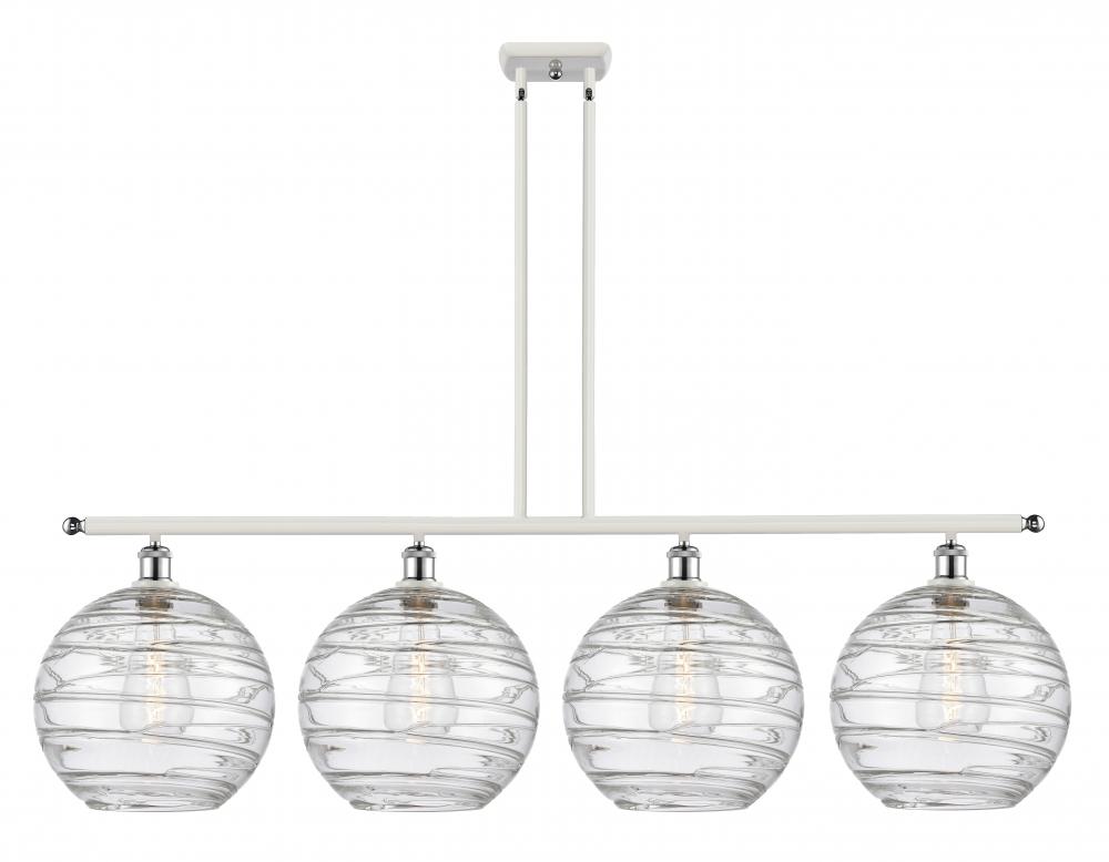Athens Deco Swirl - 4 Light - 50 inch - White Polished Chrome - Stem hung - Island Light