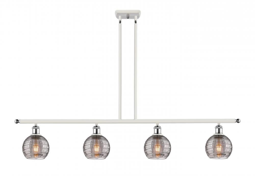 Athens Deco Swirl - 4 Light - 48 inch - White Polished Chrome - Stem hung - Island Light