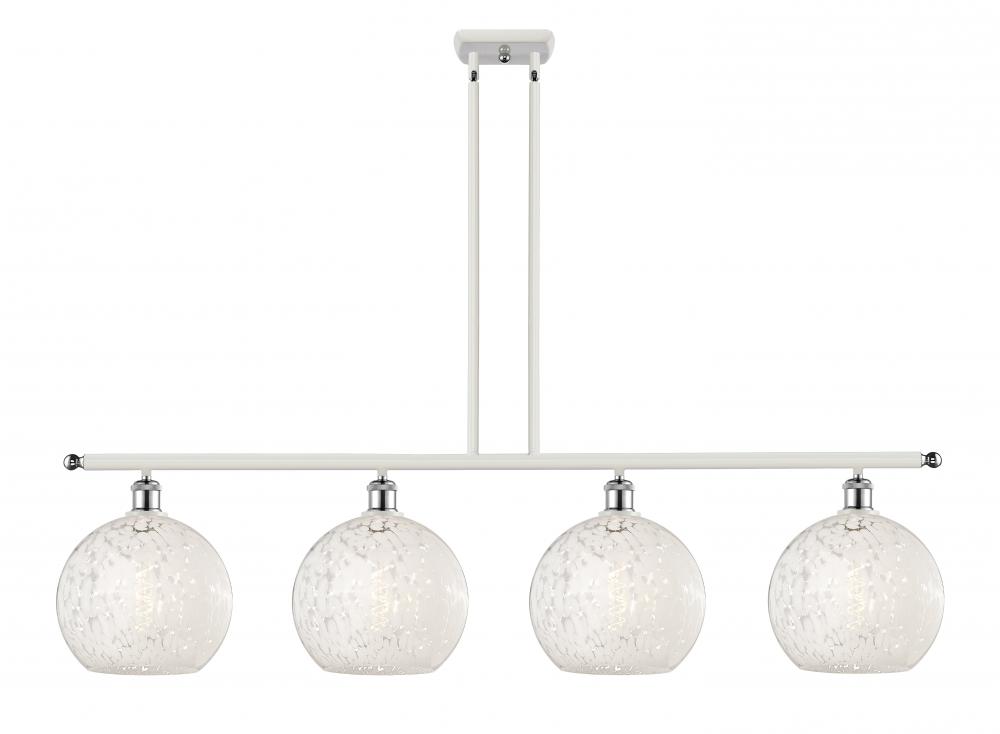White Mouchette - 4 Light - 48 inch - White Polished Chrome - Stem Hung - Island Light