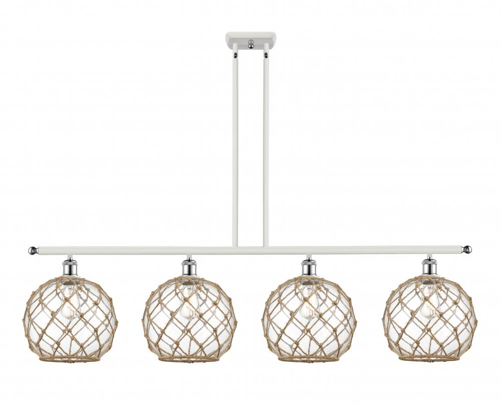 Farmhouse Rope - 4 Light - 48 inch - White Polished Chrome - Stem hung - Island Light