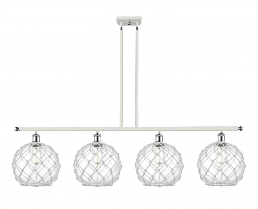 Farmhouse Rope - 4 Light - 48 inch - White Polished Chrome - Stem hung - Island Light