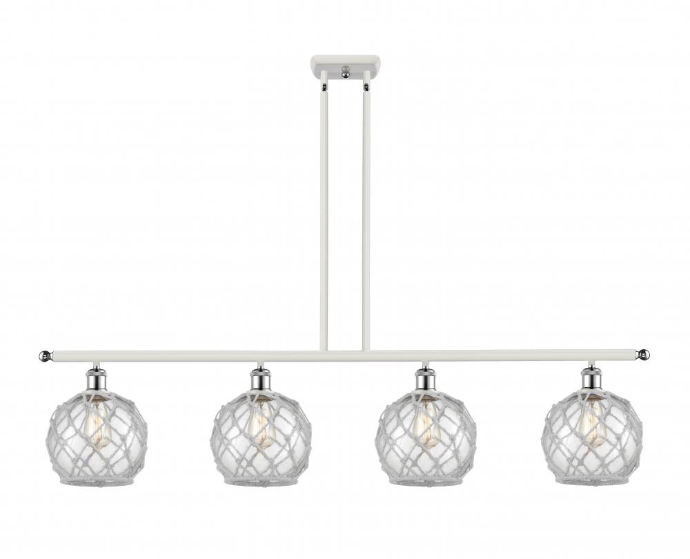 Farmhouse Rope - 4 Light - 48 inch - White Polished Chrome - Stem hung - Island Light