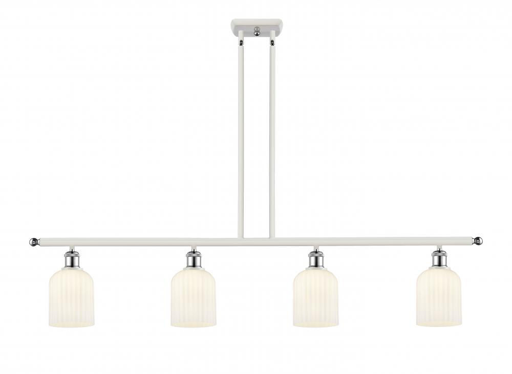 Bridal Veil - 4 Light - 48 inch - White Polished Chrome - Stem hung - Island Light