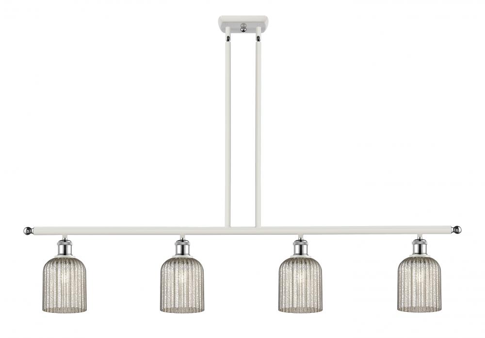 Bridal Veil - 4 Light - 48 inch - White Polished Chrome - Stem hung - Island Light