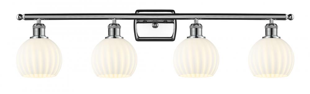 White Venetian - 4 Light - 36 inch - Polished Chrome - Bath Vanity Light