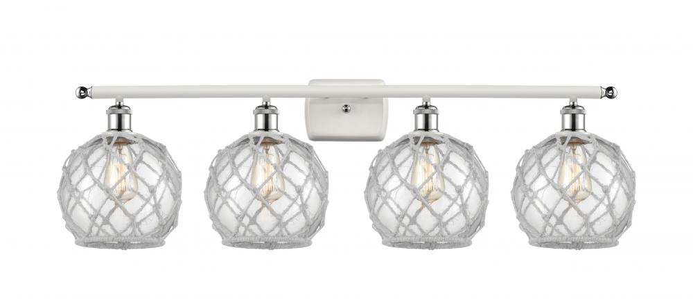 Farmhouse Rope - 4 Light - 38 inch - White Polished Chrome - Bath Vanity Light