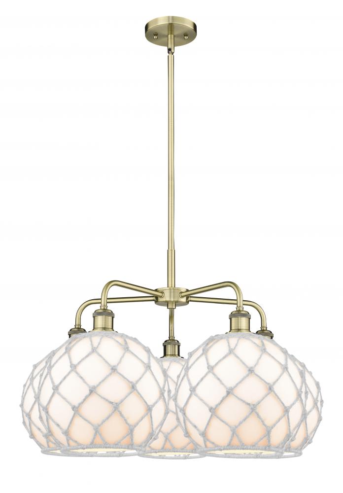 Farmhouse Rope - 5 Light - 29 inch - Antique Brass - Stem hung - Chandelier