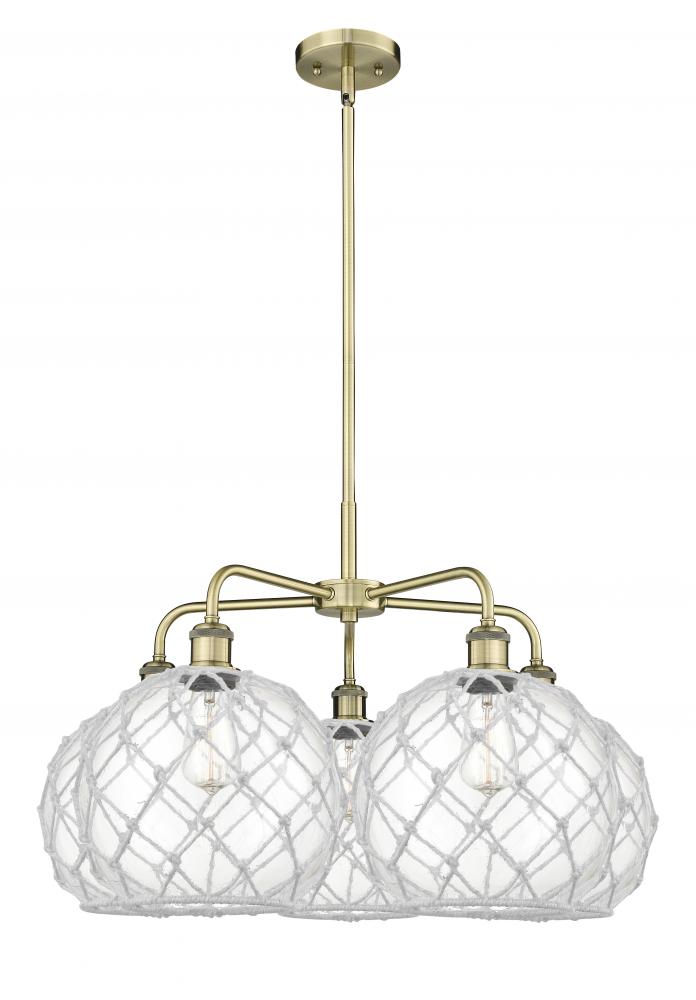 Farmhouse Rope - 5 Light - 29 inch - Antique Brass - Stem hung - Chandelier
