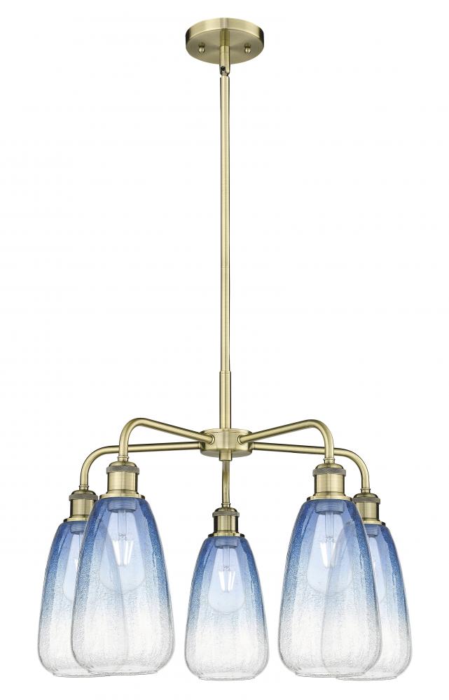 Brookhaven Almond - 5 Light - 25 inch - Antique Brass - Stem hung - Chandelier