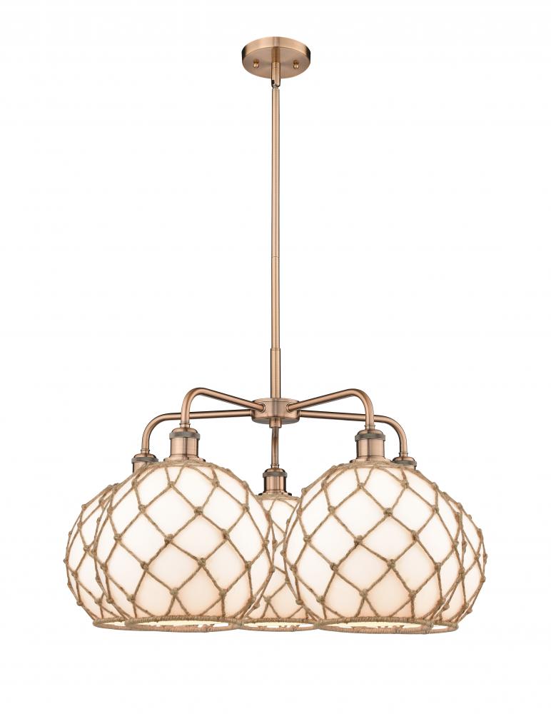 Farmhouse Rope - 5 Light - 29 inch - Antique Copper - Stem hung - Chandelier
