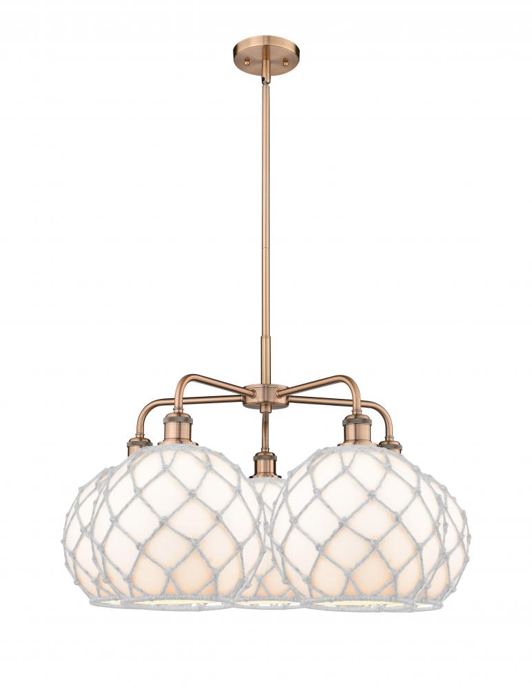 Farmhouse Rope - 5 Light - 29 inch - Antique Copper - Stem hung - Chandelier