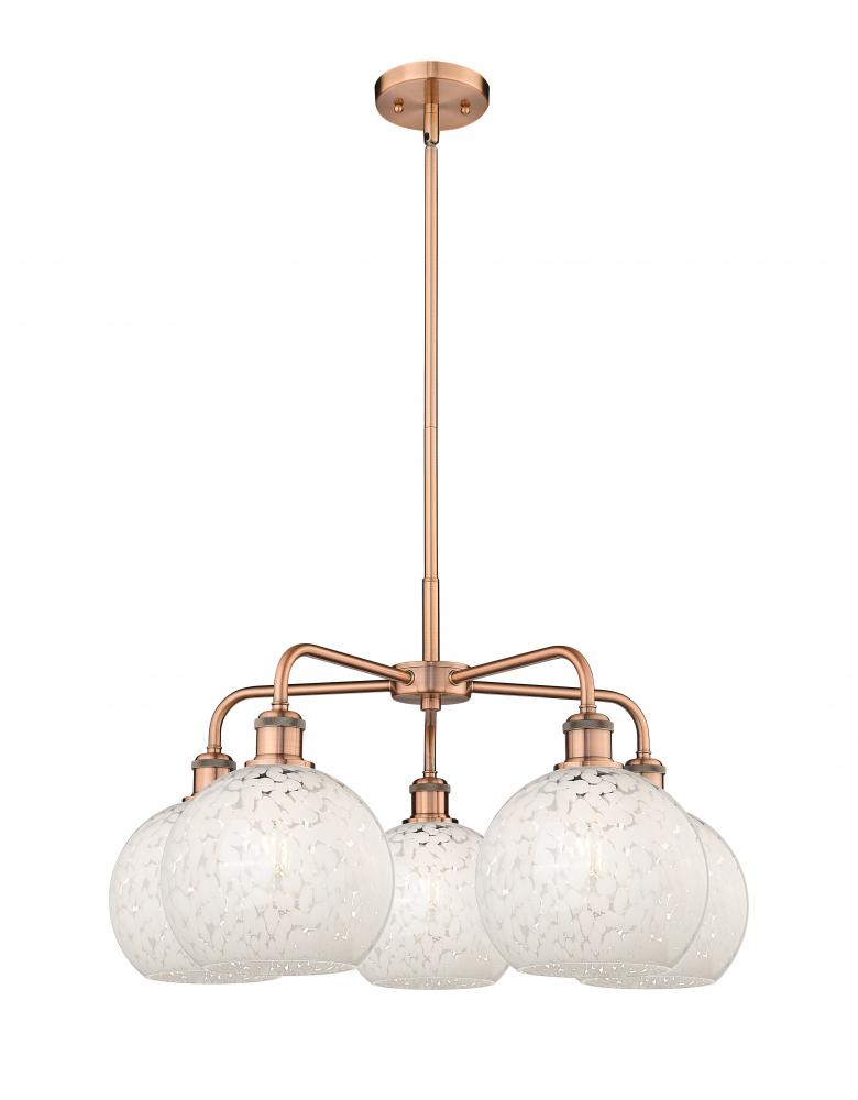 White Mouchette - 5 Light - 26 inch - Antique Copper - Chandelier