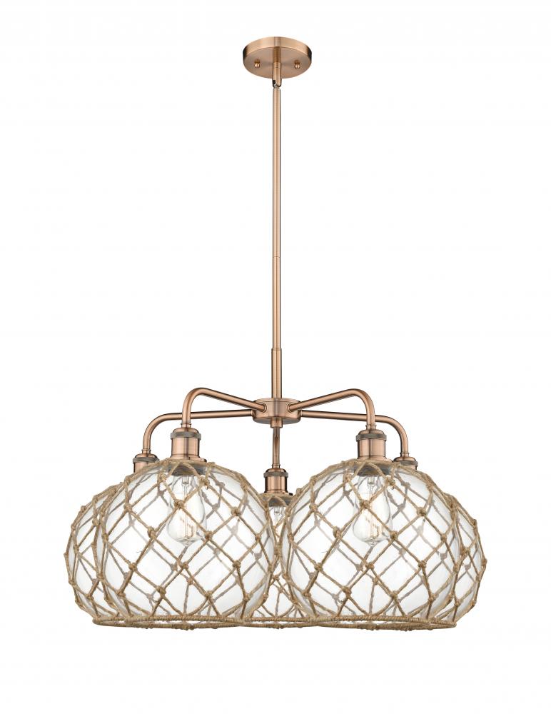 Farmhouse Rope - 5 Light - 29 inch - Antique Copper - Stem hung - Chandelier