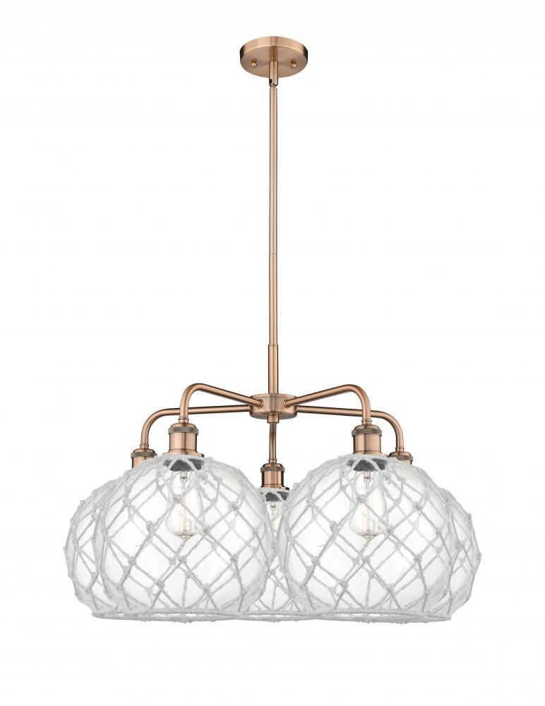 Farmhouse Rope - 5 Light - 29 inch - Antique Copper - Stem hung - Chandelier