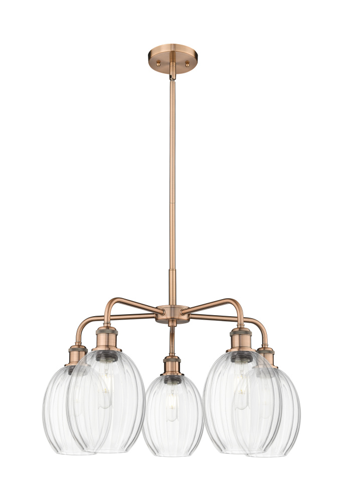 Preston Bulb - 5 Light - 25 inch - Antique Copper - Stem hung - Chandelier