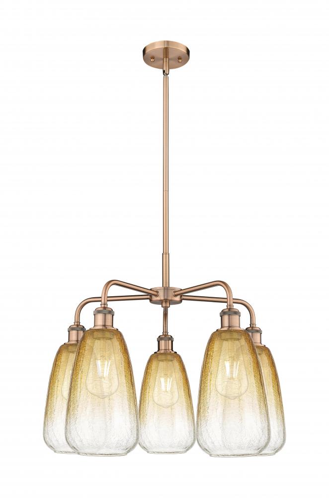 Brookhaven Almond - 5 Light - 25 inch - Antique Copper - Stem hung - Chandelier