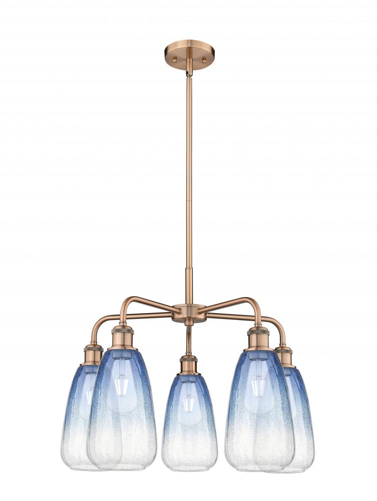 Brookhaven Almond - 5 Light - 25 inch - Antique Copper - Stem hung - Chandelier