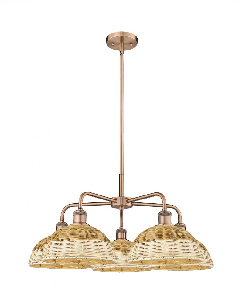 Bristol Natural II - 5 Light - 28 inch - Antique Copper - Stem hung - Chandelier
