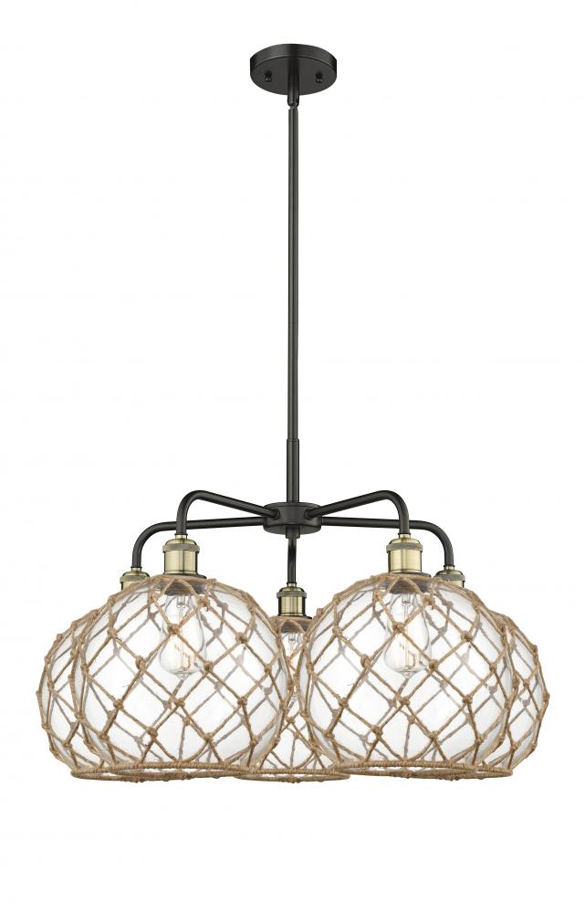 Farmhouse Rope - 5 Light - 29 inch - Black Antique Brass - Stem hung - Chandelier