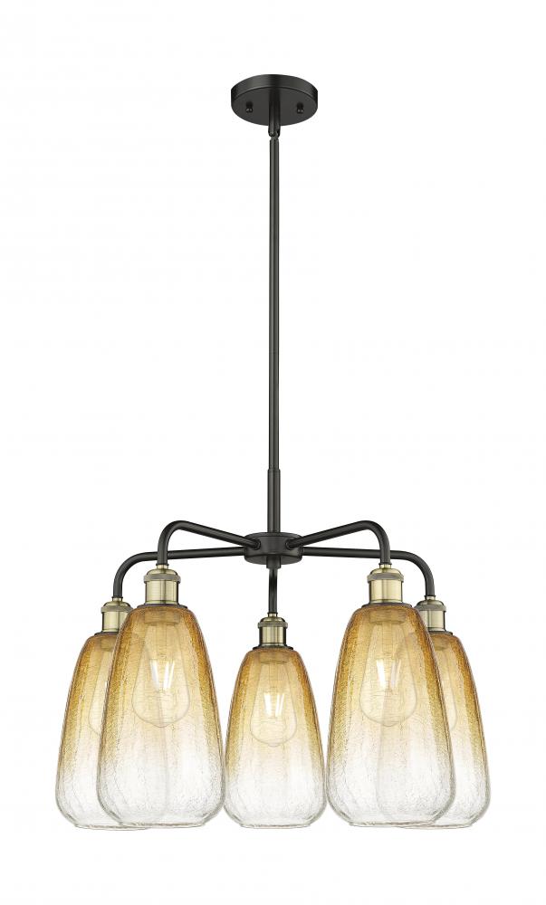 Brookhaven Almond - 5 Light - 25 inch - Black Antique Brass - Stem hung - Chandelier
