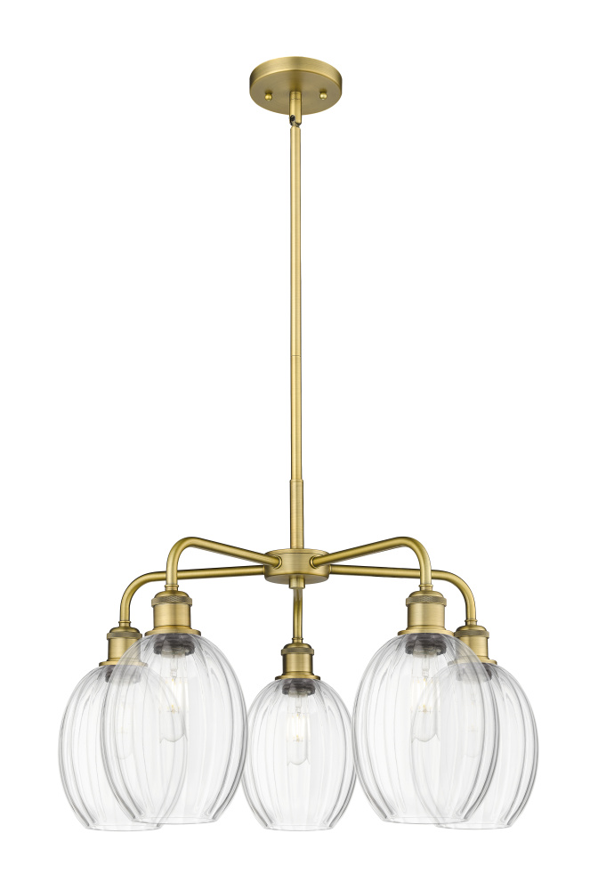 Preston Bulb - 5 Light - 25 inch - Brushed Brass - Stem hung - Chandelier