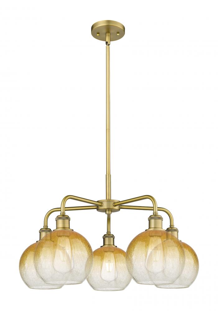 Brookhaven Globe - 5 Light - 26 inch - Brushed Brass - Stem hung - Chandelier