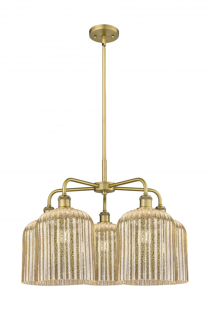 Bridal Veil - 5 Light - 23 inch - Brushed Brass - Chandelier