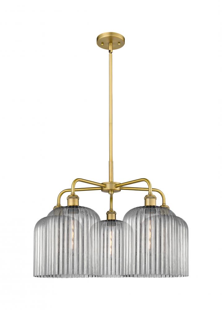 Bridal Veil - 5 Light - 23 inch - Brushed Brass - Chandelier