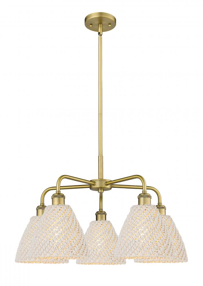 Bristol Natural - 5 Light - 26 inch - Brushed Brass - Stem hung - Chandelier