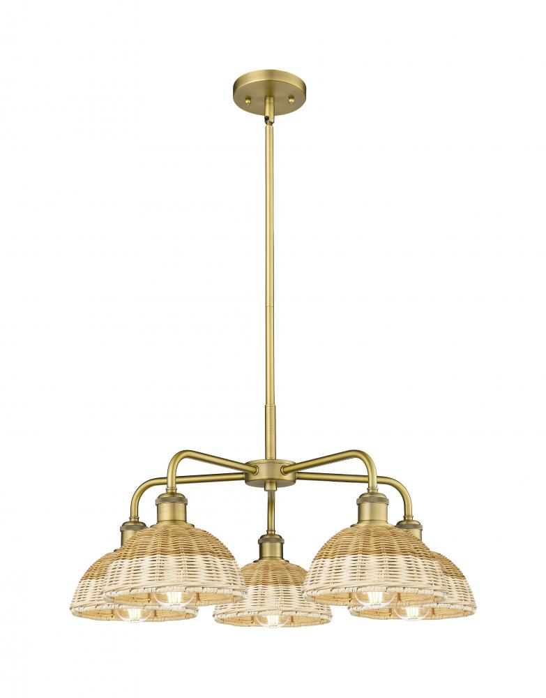 Bristol Natural II - 5 Light - 26 inch - Brushed Brass - Stem hung - Chandelier