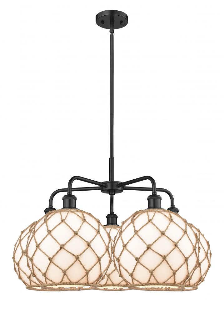 Farmhouse Rope - 5 Light - 29 inch - Matte Black - Stem hung - Chandelier