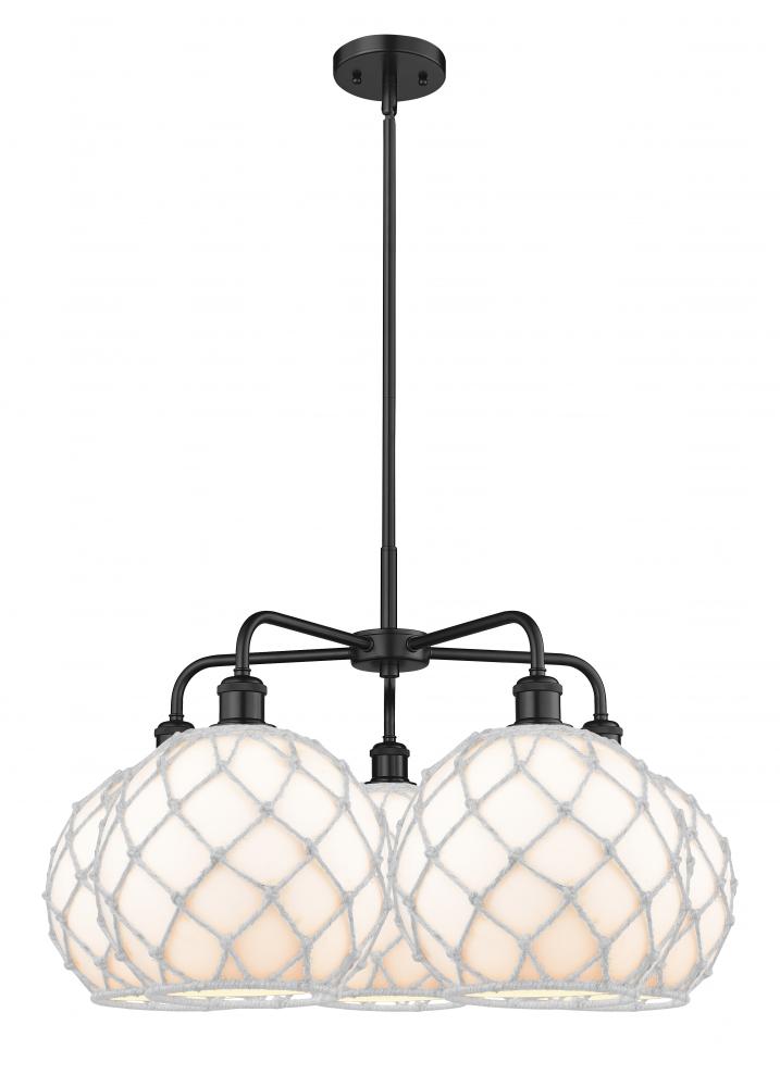 Farmhouse Rope - 5 Light - 29 inch - Matte Black - Stem hung - Chandelier