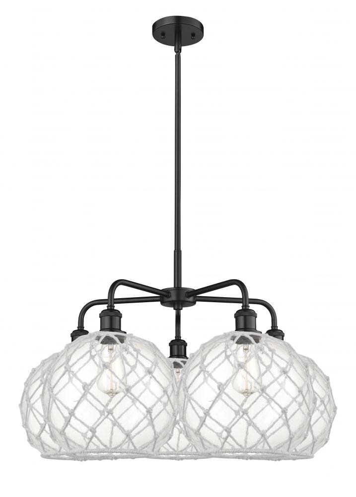 Farmhouse Rope - 5 Light - 29 inch - Matte Black - Stem hung - Chandelier