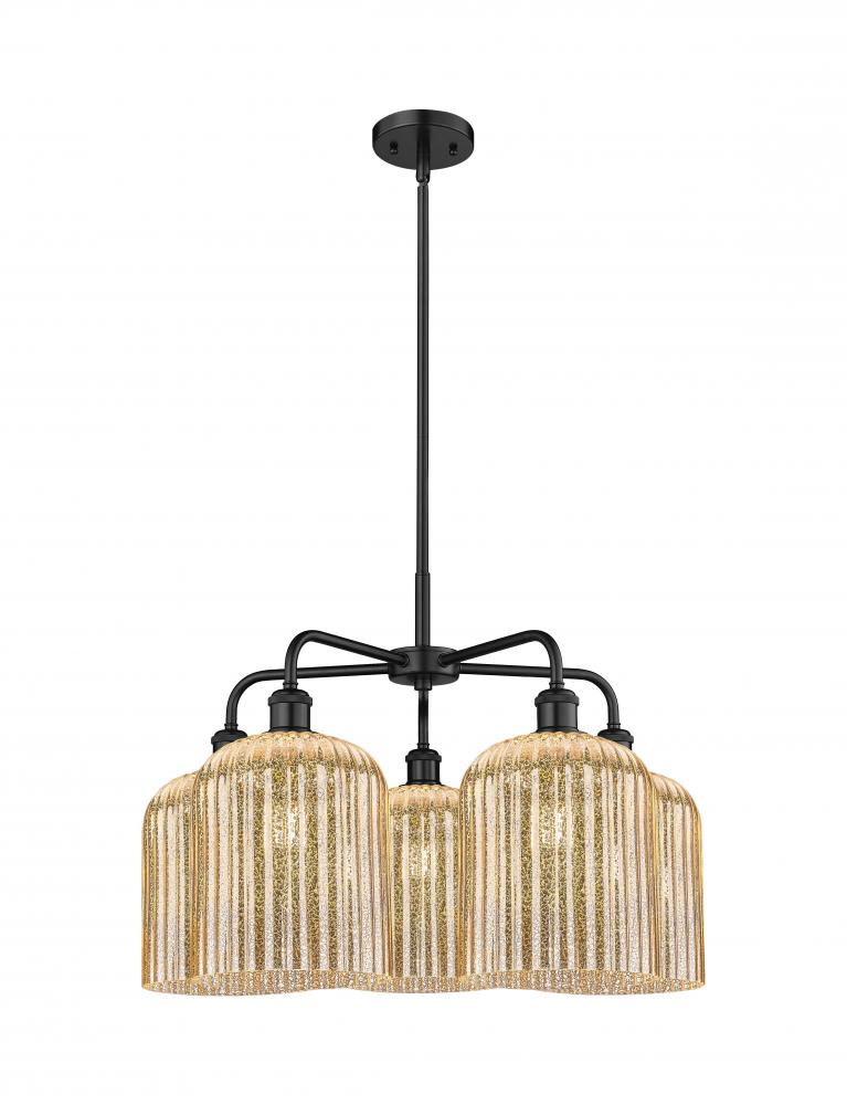 Bridal Veil - 5 Light - 23 inch - Matte Black - Chandelier