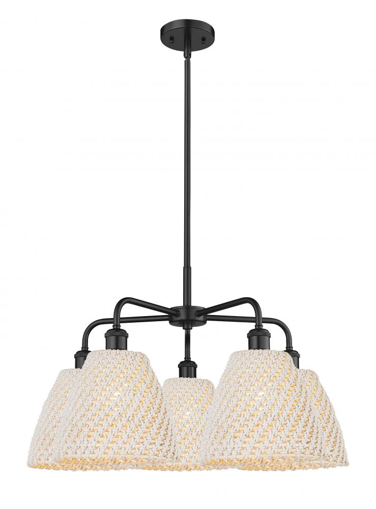 Bristol Natural - 5 Light - 28 inch - Matte Black - Stem hung - Chandelier