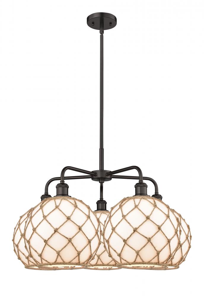 Farmhouse Rope - 5 Light - 29 inch - Oil Rubbed Bronze - Stem hung - Chandelier