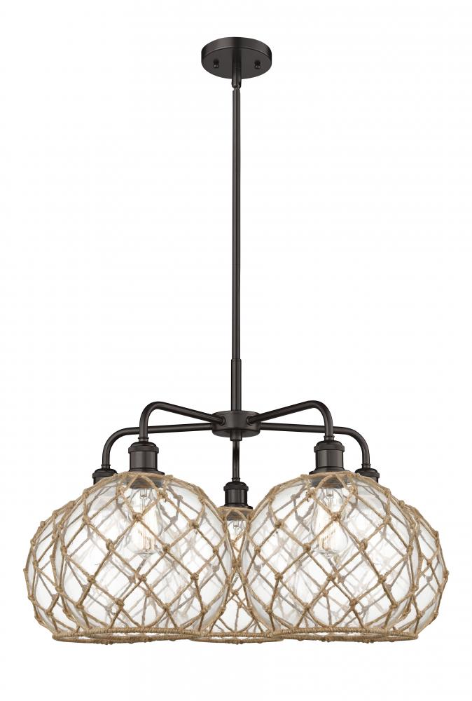 Farmhouse Rope - 5 Light - 29 inch - Oil Rubbed Bronze - Stem hung - Chandelier