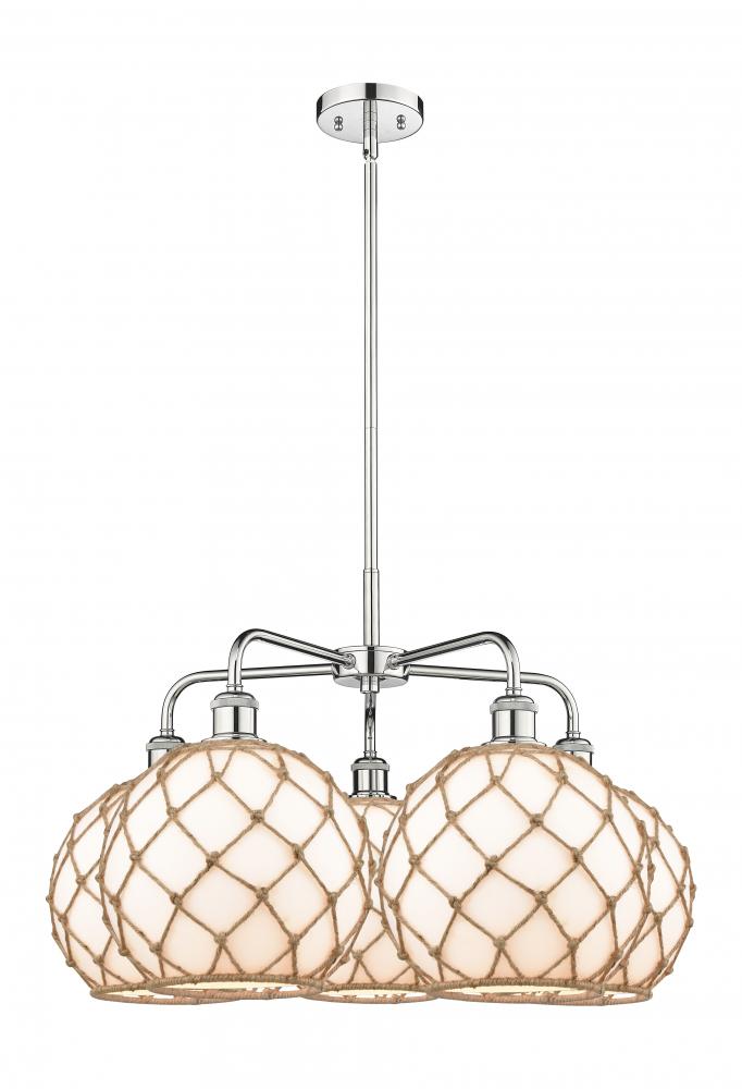 Farmhouse Rope - 5 Light - 29 inch - Polished Chrome - Stem hung - Chandelier